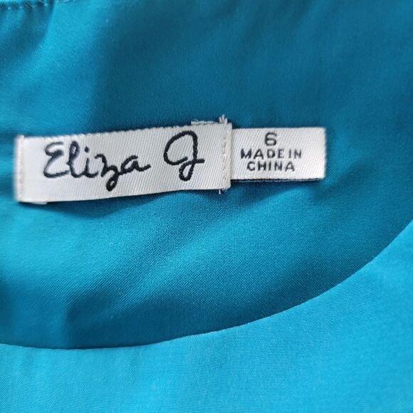 Eliza J Cute Classy Silk Blue Dress ~ Sleeveless ~ Sz 6 ~ Knee Length - Picture 3 of 3